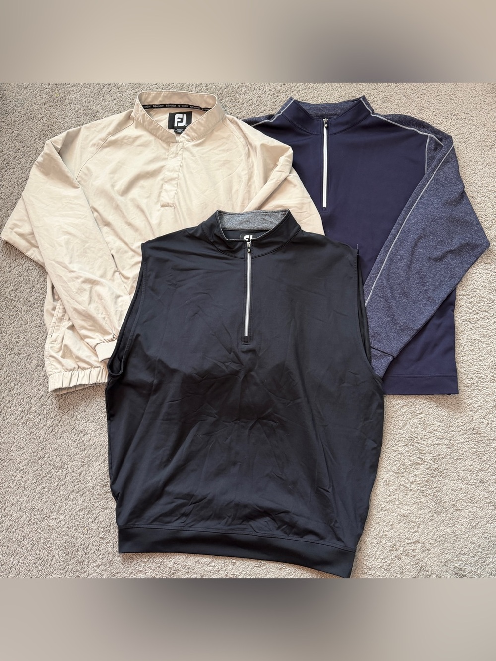 Lot of 3 FootJoy FJ Golf Clothing Mens XL Windshirt Quarter Zip Vest Pullover